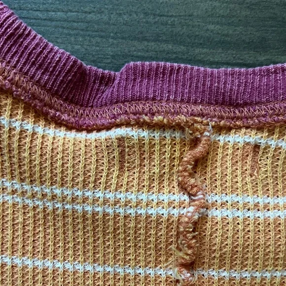 Free People Tuck It Baby Ringer Tee Terracotta/Raspberry Combo Extra Small - Picture 16 of 16
